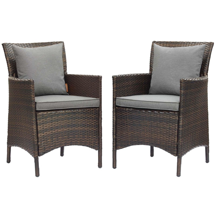 Conduit Outdoor Patio Wicker Rattan Dining Armchair Set of 2