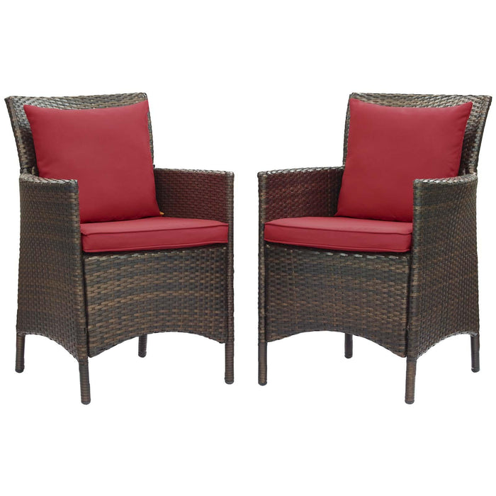 Conduit Outdoor Patio Wicker Rattan Dining Armchair Set of 2