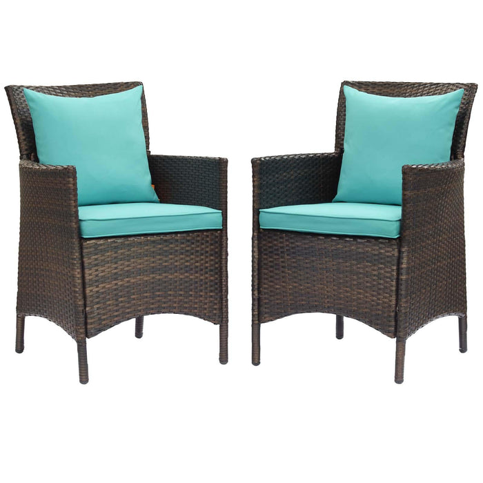 Conduit Outdoor Patio Wicker Rattan Dining Armchair Set of 2