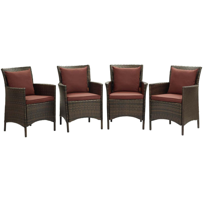 Conduit Outdoor Patio Wicker Rattan Dining Armchair Set of 4