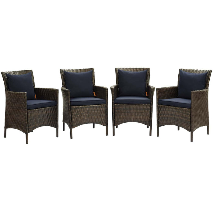 Conduit Outdoor Patio Wicker Rattan Dining Armchair Set of 4