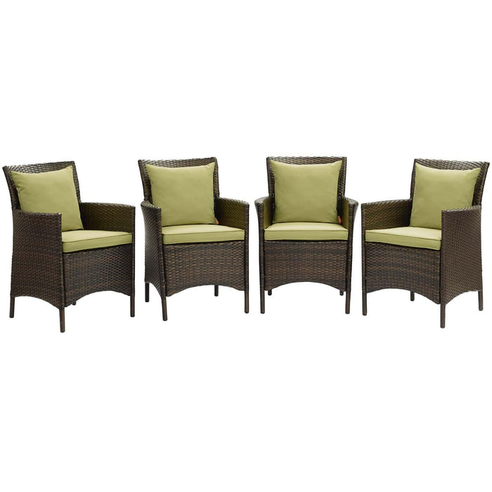 Conduit Outdoor Patio Wicker Rattan Dining Armchair Set of 4