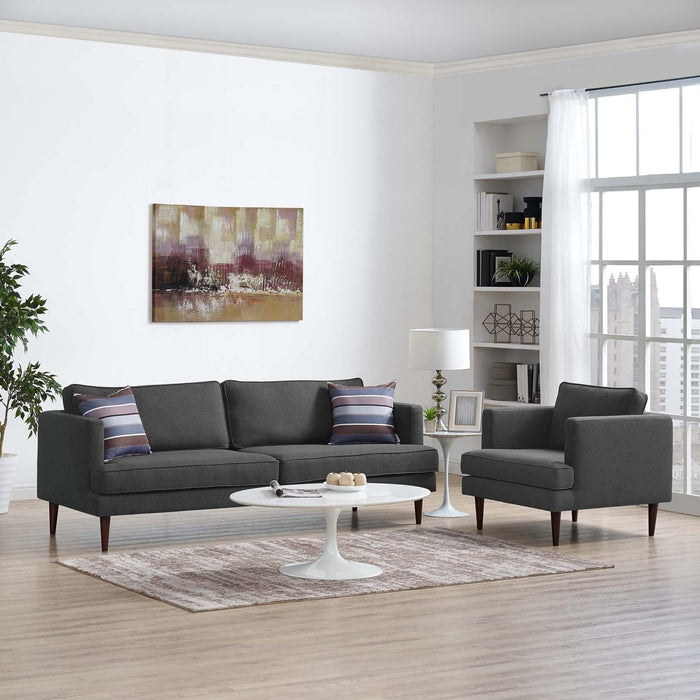 Agile Upholstered Fabric Sofa and Armchair Set