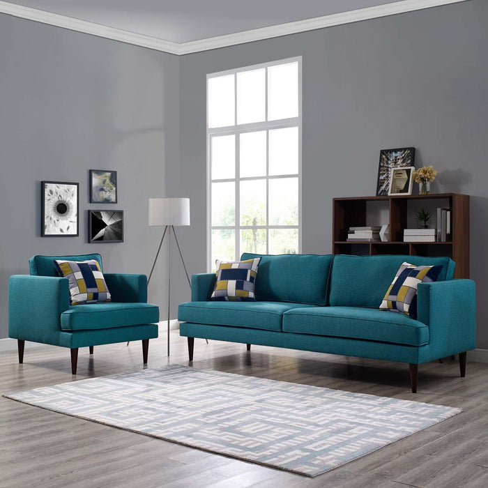 Agile Upholstered Fabric Sofa and Armchair Set