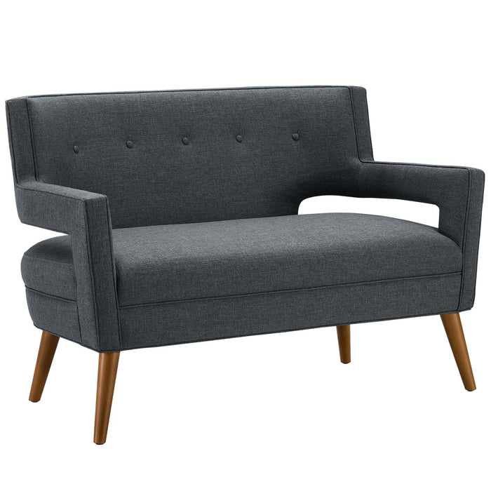 Sheer Upholstered Fabric Loveseat and Armchair Set