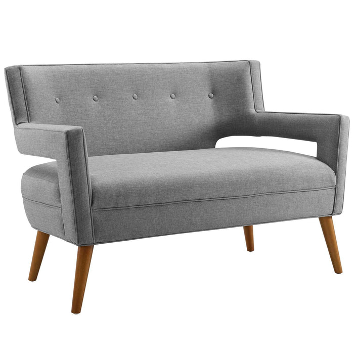 Sheer Upholstered Fabric Loveseat