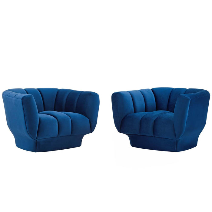 Entertain Vertical Channel Tufted Performance Velvet Armchair Set of 2