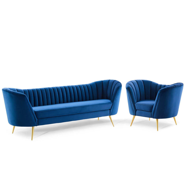 Opportunity Performance Velvet Sofa and Armchair Set