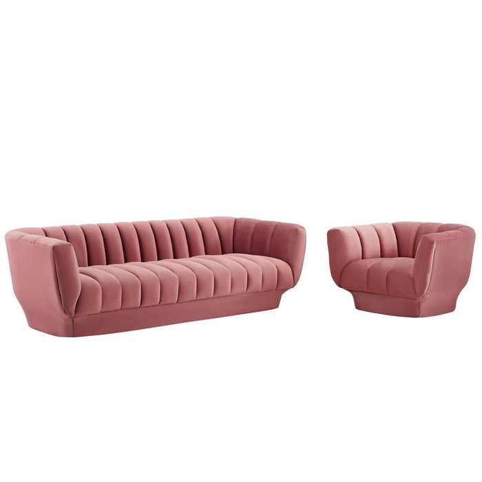 Entertain Vertical Channel Tufted Performance Velvet Sofa and Armchair Set image