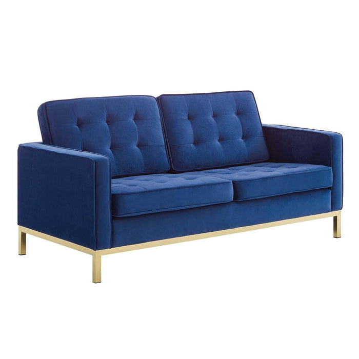 Loft Gold Stainless Steel Leg Performance Velvet Loveseat