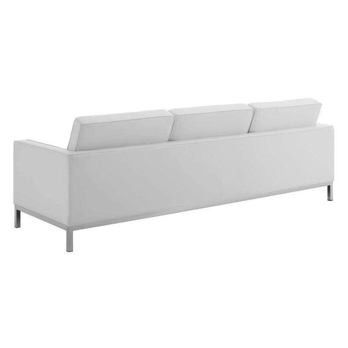 Loft Tufted Upholstered Faux Leather Sofa