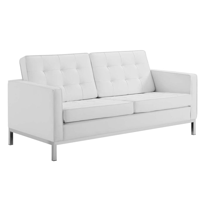 Loft Tufted Upholstered Faux Leather Loveseat