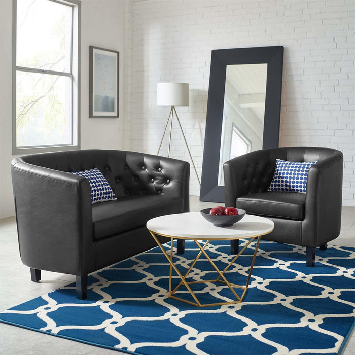 Prospect Upholstered Vinyl Loveseat and Armchair Set