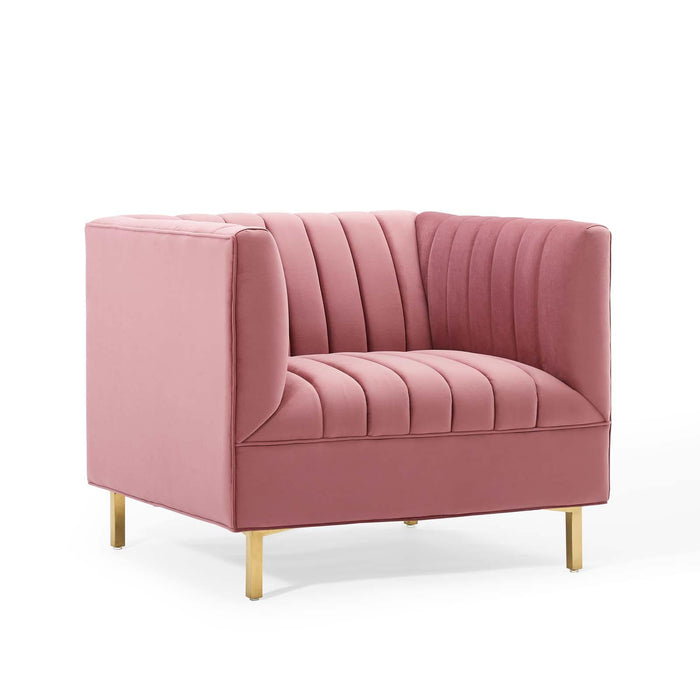 Shift Channel Tufted Performance Velvet Armchair image