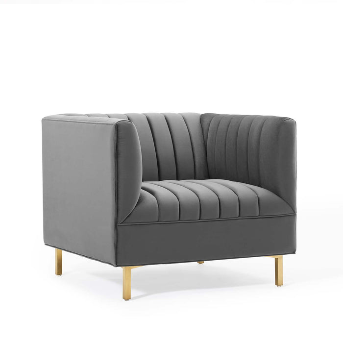 Shift Channel Tufted Performance Velvet Armchair