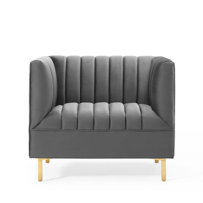 Shift Channel Tufted Performance Velvet Armchair