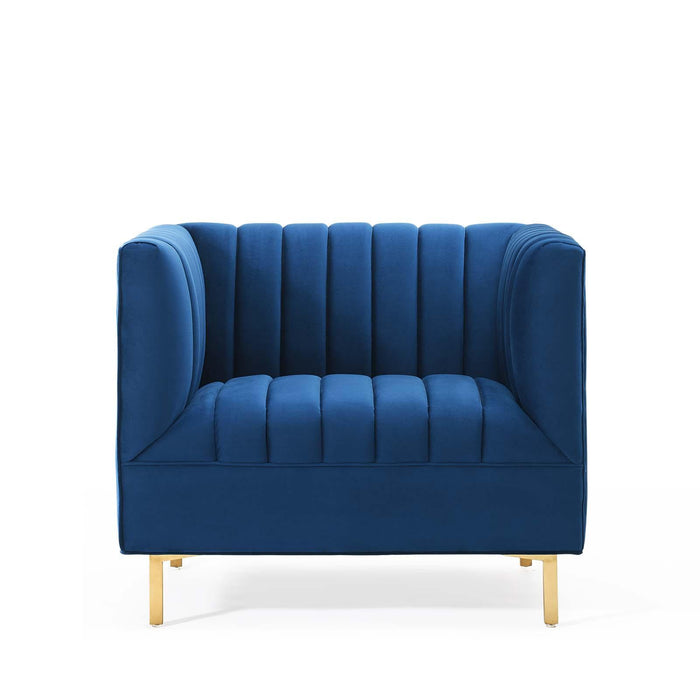 Shift Channel Tufted Performance Velvet Armchair