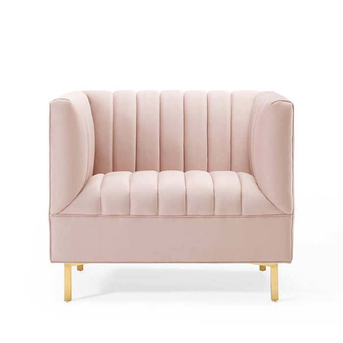 Shift Channel Tufted Performance Velvet Armchair