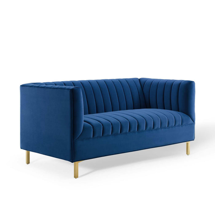 Shift Channel Tufted Performance Velvet Loveseat