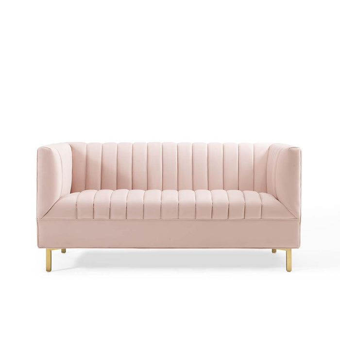 Shift Channel Tufted Performance Velvet Loveseat