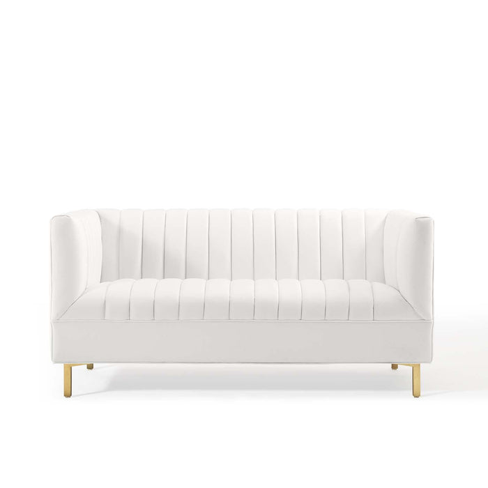 Shift Channel Tufted Performance Velvet Loveseat