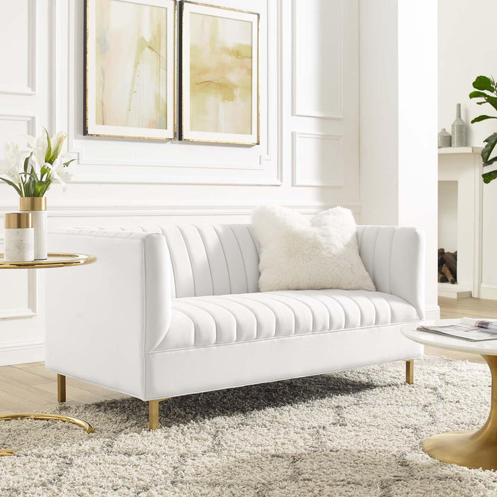 Shift Channel Tufted Performance Velvet Loveseat