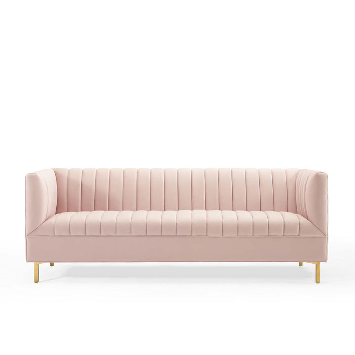 Shift Channel Tufted Performance Velvet Sofa