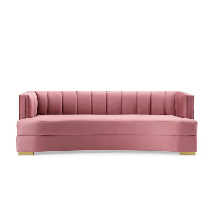 Encompass Channel Tufted Performance Velvet Curved Sofa