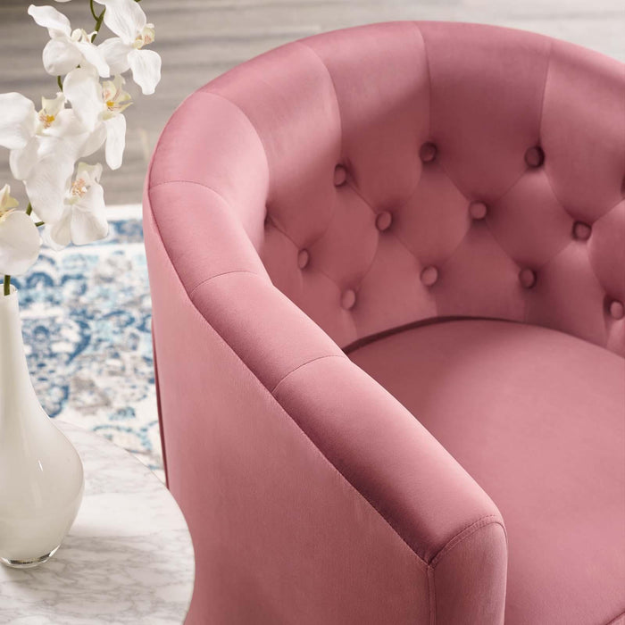 Prospect Tufted Performance Velvet Swivel Armchair