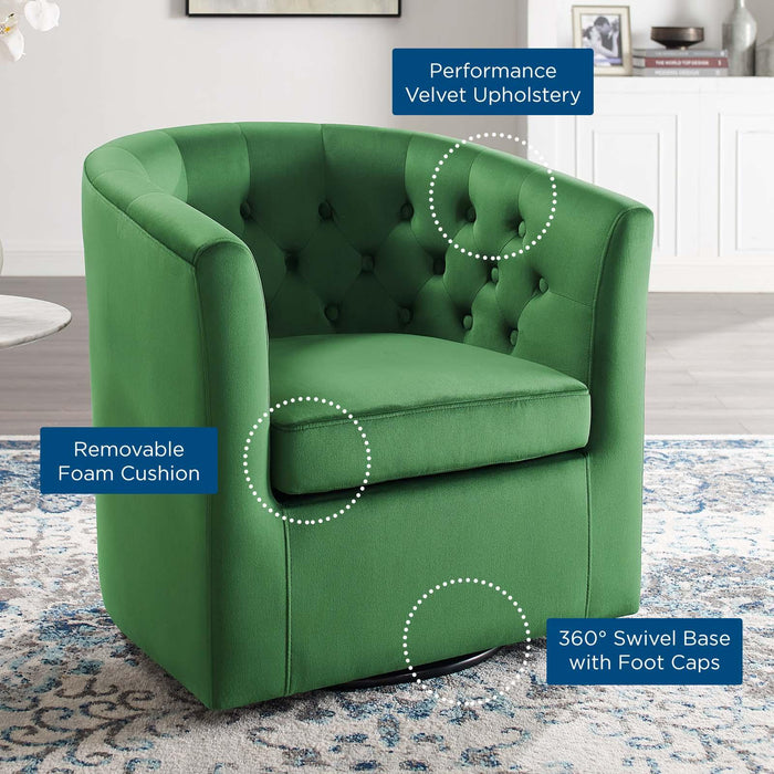 Prospect Tufted Performance Velvet Swivel Armchair