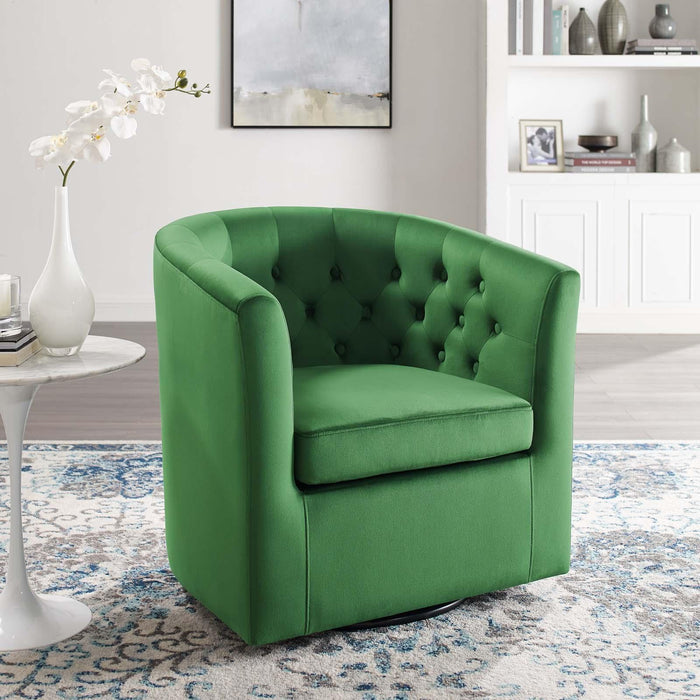 Prospect Tufted Performance Velvet Swivel Armchair