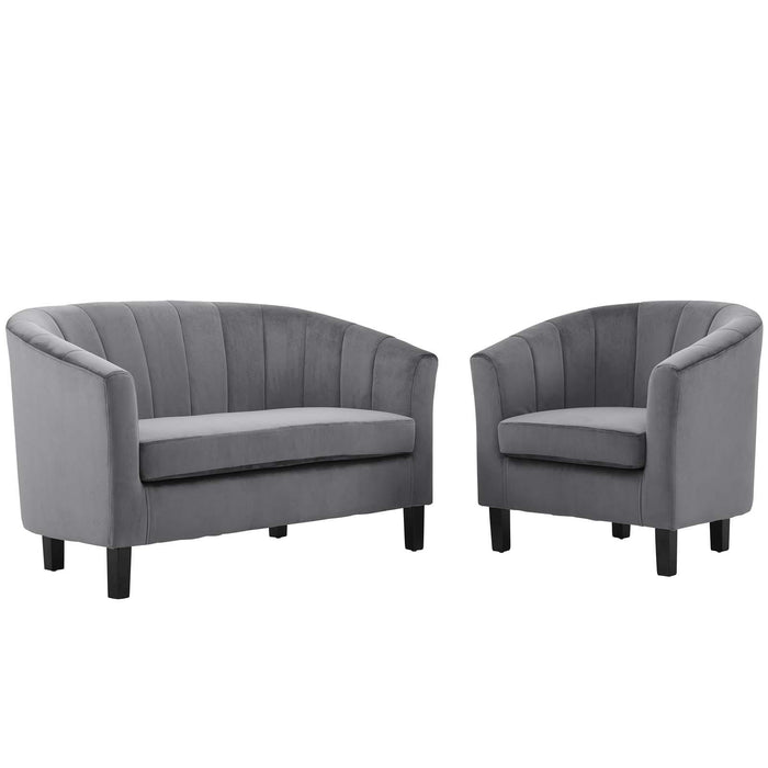 Prospect Channel Tufted Performance Velvet Loveseat and Armchair Set