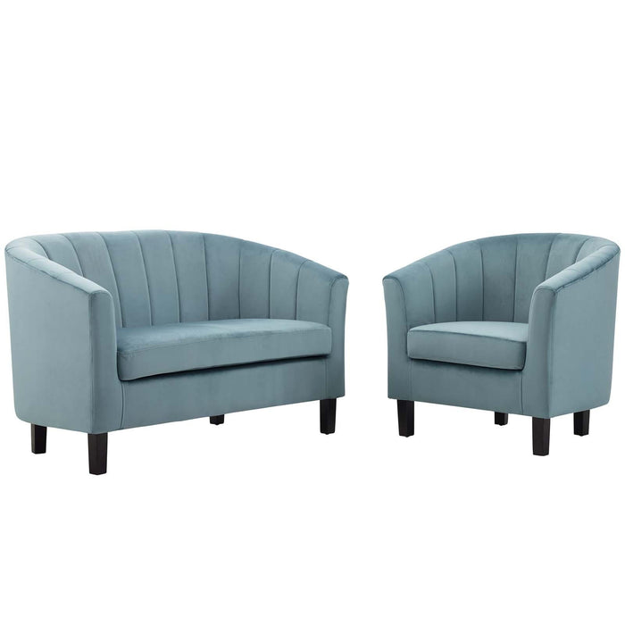 Prospect Channel Tufted Performance Velvet Loveseat and Armchair Set