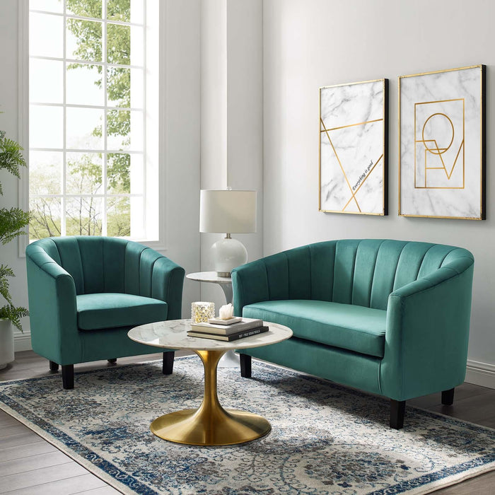 Prospect Channel Tufted Performance Velvet Loveseat and Armchair Set