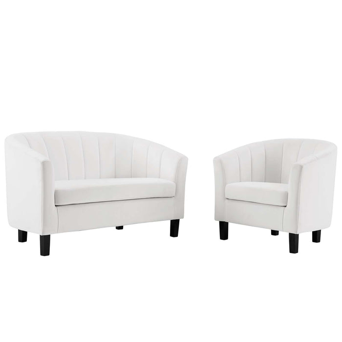 Prospect Channel Tufted Performance Velvet Loveseat and Armchair Set