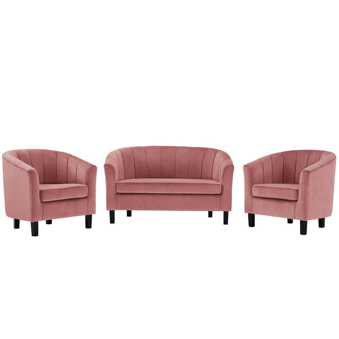 Prospect Channel Tufted 3 Piece Performance Velvet Set image