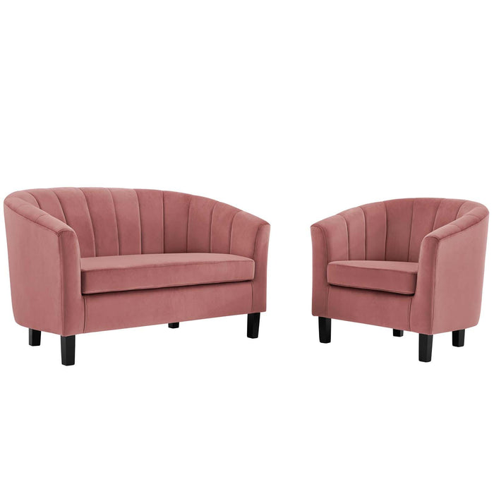 Prospect Channel Tufted Performance Velvet Loveseat and Armchair Set image