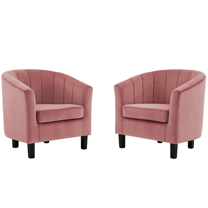 Prospect Channel Tufted Performance Velvet Armchair Set of 2 image