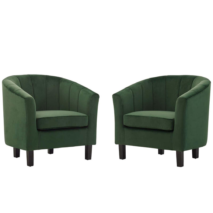 Prospect Channel Tufted Performance Velvet Armchair Set of 2