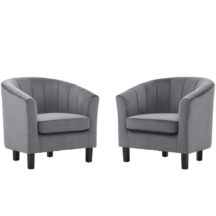 Prospect Channel Tufted Performance Velvet Armchair Set of 2