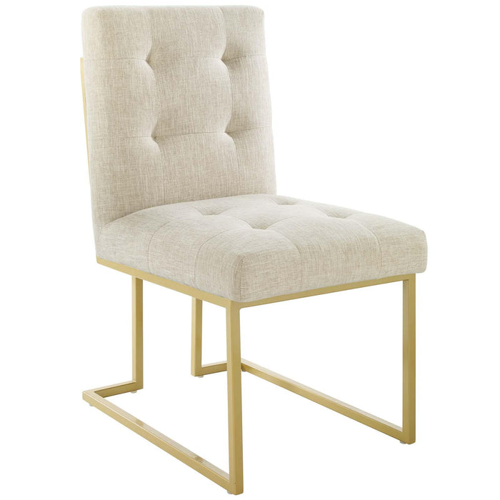 Privy Gold Stainless Steel Upholstered Fabric Dining Accent Chair