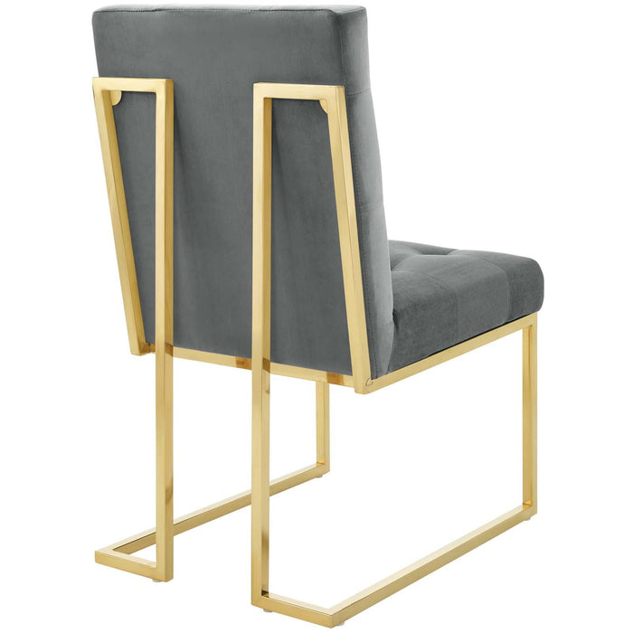 Privy Gold Stainless Steel Performance Velvet Dining Chair