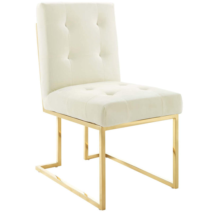 Privy Gold Stainless Steel Performance Velvet Dining Chair Set of 2