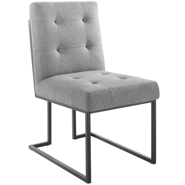 Privy Black Stainless Steel Upholstered Fabric Dining Chair