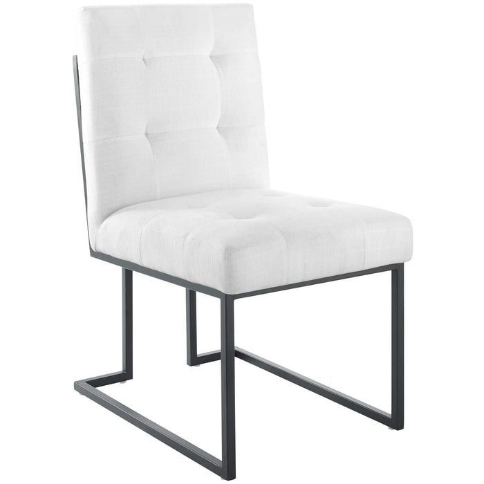 Privy Black Stainless Steel Upholstered Fabric Dining Chair