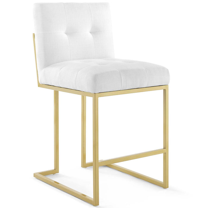 Privy Gold Stainless Steel Upholstered Fabric Counter Stool Set of 2