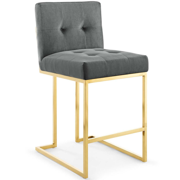 Privy Gold Stainless Steel Performance Velvet Counter Stool image