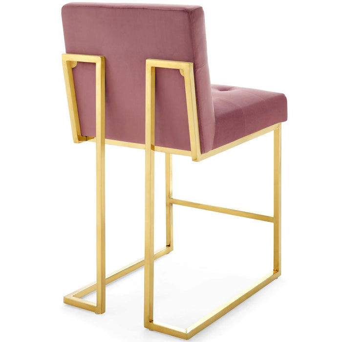 Privy Gold Stainless Steel Performance Velvet Counter Stool