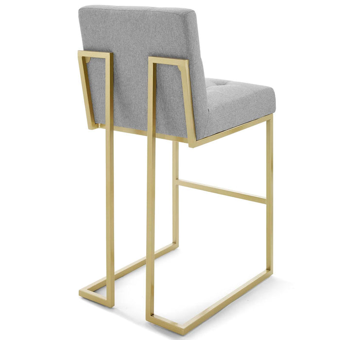 Privy Gold Stainless Steel Upholstered Fabric Bar Stool