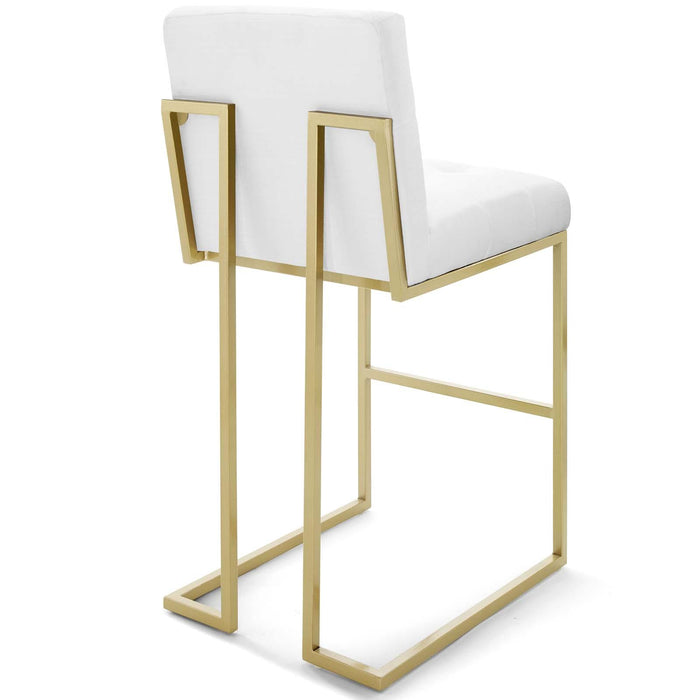 Privy Gold Stainless Steel Upholstered Fabric Bar Stool